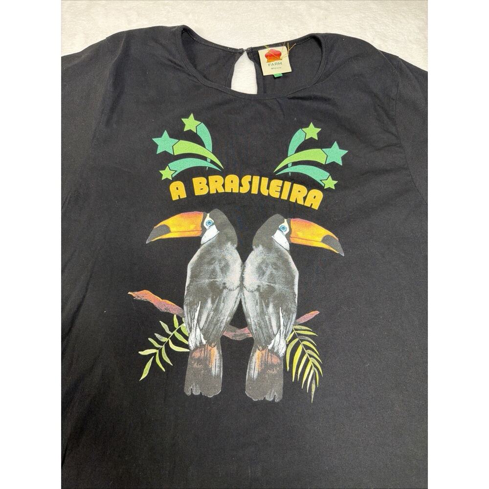 FARM Rio A Brasileira Toucan Drop Crotch Harem Jumpsuit Romper Black Womens XL - Picture 2 of 13